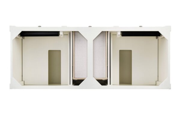 James Martin 650-V60D-BW-3GEX Brittany 60 Inch Bright White Double Vanity with 3 cm Grey Expo Quartz Top with Sink