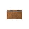 James Martin 650-V60D-SBR-3AF Brittany 60 Inch Saddle Brown Double Vanity with 3 CM Arctic Fall Solid Surface Top