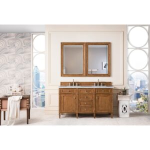 James Martin 650-V60D-SBR-3EJP Brittany 60 Inch Saddle Brown Double Vanity with 3 CM Eternal Jasmine Pearl Quartz Top