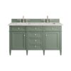 James Martin 650-V60D-SC-3EJP Brittany 60 Inch Smokey Celadon Double Sink Vanity with 3 cm Eternal Jasmine Pearl Top