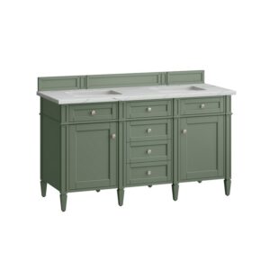 James Martin 650-V60D-SC-3ENC Brittany 60 Inch Smokey Celadon Double Sink Vanity with 3 cm Ethereal Noctis Top