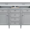 James Martin 650-V60D-UGR-3EJP Brittany 60 Inch Urban Gray Double Vanity with 3 cm Eternal Jasmine Pearl Quartz Top with Sink