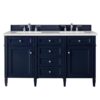 James Martin 650-V60D-VBL-3ESR Brittany 60 Inch Victory Blue Double Vanity with 3 CM Eternal Serena Quartz Top