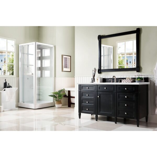 James Martin 650-V60S-3WZ Brittany 60 Inch Single Vanity with 3cm White Zeus Quartz Top