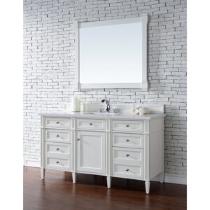 James Martin 650-V60S-3WZ Brittany 60 Inch Single Vanity with 3cm White Zeus Quartz Top