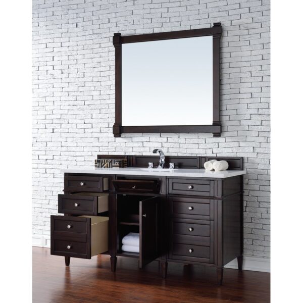 James Martin 650-V60S-3WZ Brittany 60 Inch Single Vanity with 3cm White Zeus Quartz Top