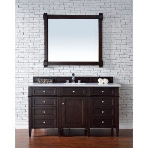 James Martin 650-V60S-3WZ Brittany 60 Inch Single Vanity with 3cm White Zeus Quartz Top