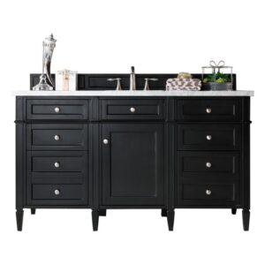 James Martin 650-V60S-BKO-3CAR Brittany 60 Inch Single Vanity in Black Onyx with 3 cm Carrara Marble Top