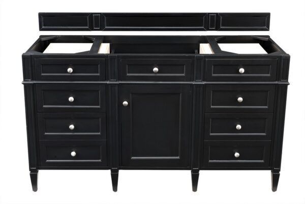 James Martin 650-V60S-BKO-3GEX Brittany 60 Inch Single Vanity in Black Onyx with 3 cm Grey Expo Quartz Top with Sink