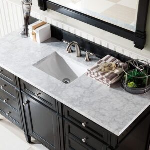 James Martin 650-V60S-BKO-3CAR Brittany 60 Inch Single Vanity in Black Onyx with 3 cm Carrara Marble Top