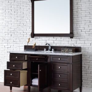 James Martin 650-V60S-BNM-3AF Brittany 60 Inch Burnished Mahogany Single Vanity with 3 cm Arctic Fall Solid Surface Top