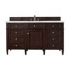 James Martin 650-V60S-BNM-3ENC Brittany 60 Inch Single Vanity Cabinet with Ethereal Noctis Quartz Top - Burnished Mahogany