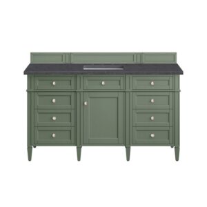 James Martin 650-V60S-SC-3CSP Brittany 60 Inch Smokey Celadon Single Sink Vanity with 3 cm Charcoal Soapstone Top