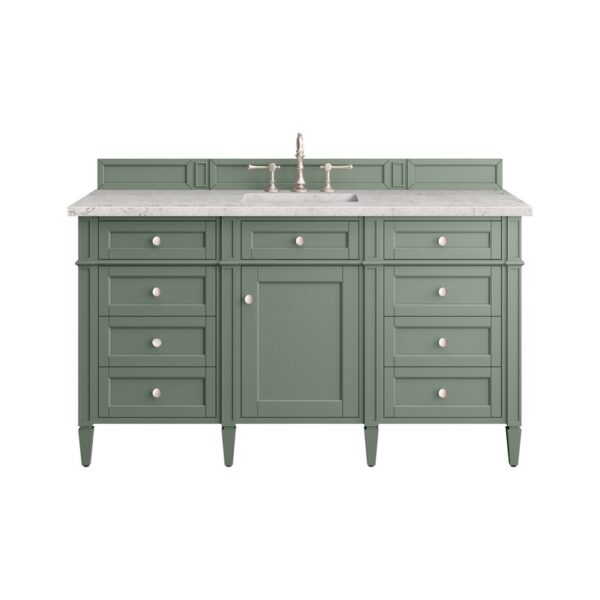 James Martin 650-V60S-SC-3EJP Brittany 60 Inch Smokey Celadon Single Sink Vanity with 3 cm Eternal Jasmine Pearl Top