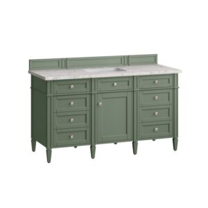 James Martin 650-V60S-SC-3EJP Brittany 60 Inch Smokey Celadon Single Sink Vanity with 3 cm Eternal Jasmine Pearl Top