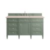 James Martin 650-V60S-SC-3EMR Brittany 60 Inch Smokey Celadon Single Sink Vanity with 3 cm Eternal Marfil Top