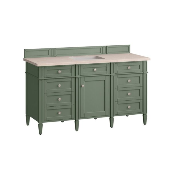 James Martin 650-V60S-SC-3EMR Brittany 60 Inch Smokey Celadon Single Sink Vanity with 3 cm Eternal Marfil Top