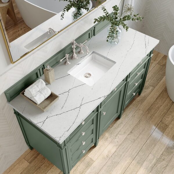 James Martin 650-V60S-SC-3ENC Brittany 60 Inch Smokey Celadon Single Sink Vanity with 3 cm Ethereal Noctis Top