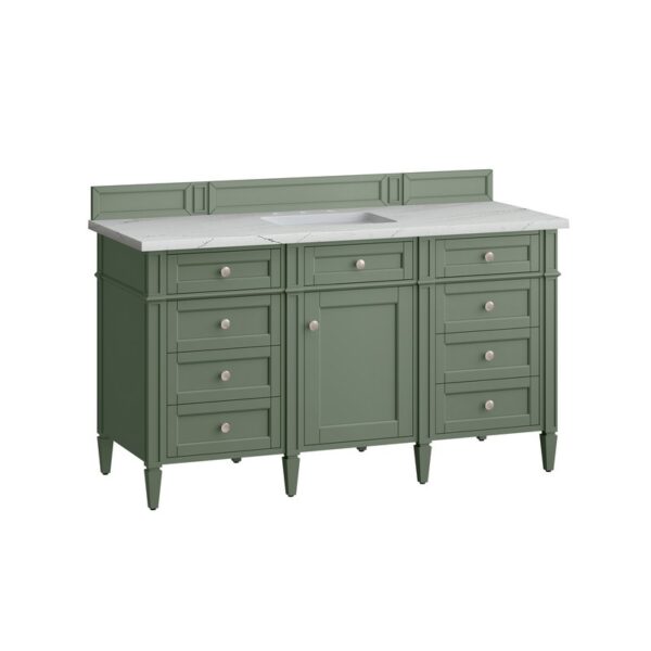 James Martin 650-V60S-SC-3ENC Brittany 60 Inch Smokey Celadon Single Sink Vanity with 3 cm Ethereal Noctis Top