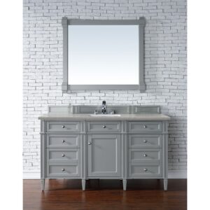 James Martin 650-V60S-UGR-3ESR Brittany 60 Inch Urban Gray Single Vanity with 3 CM Eternal Serena Quartz Top