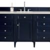 James Martin 650-V60S-VBL-3CAR Brittany 60 Inch Victory Blue Single Vanity with 3 cm Carrara Marble Top