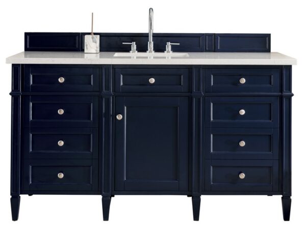 James Martin 650-V60S-VBL-3EJP Brittany 60 Inch Victory Blue Single Vanity with 3 cm Eternal Jasmine Pearl Quartz Top with Sink