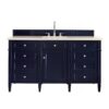 James Martin 650-V60S-VBL-3EMR Brittany 60 Inch Victory Blue Single Vanity with 3 CM Eternal Marfil Quartz Top