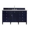 James Martin 650-V60S-VBL-3ESR Brittany 60 Inch Victory Blue Single Vanity with 3 CM Eternal Serena Quartz Top