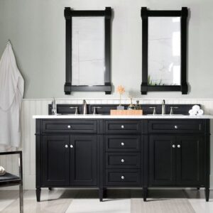 James Martin 650-V72-BKO-3AF Brittany 72 Inch Black Onyx Double Vanity with 3 cm Arctic Fall Solid Surface Top