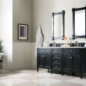 James Martin 650-V72-BKO-3AF Brittany 72 Inch Black Onyx Double Vanity with 3 cm Arctic Fall Solid Surface Top