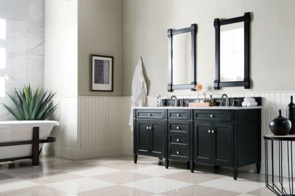 James Martin 650-V72-BKO-3AF Brittany 72 Inch Black Onyx Double Vanity with 3 cm Arctic Fall Solid Surface Top