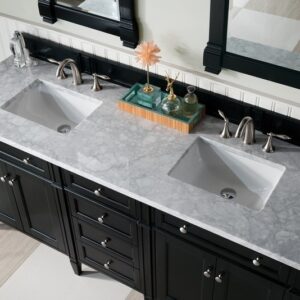 James Martin 650-V72-BKO-3CAR Brittany 72 Inch Black Onyx Double Vanity with 3 cm Carrara Marble Top