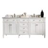 James Martin 650-V72-BW-3CAR Brittany 72 Inch Bright White Double Vanity with 3 cm Carrara Marble Top