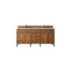 James Martin 650-V72-SBR-3CAR Brittany 72 Inch Saddle Brown Double Vanity with 3 CM Carrara Marble Top