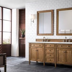 James Martin 650-V72-SBR-3ENC Brittany 72 Inch Double Vanity Cabinet with Ethereal Noctis Quartz Top - Saddle Brown