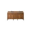 James Martin 650-V72-SBR-3ESR Brittany 72 Inch Saddle Brown Double Vanity with 3 CM Eternal Serena Quartz Top