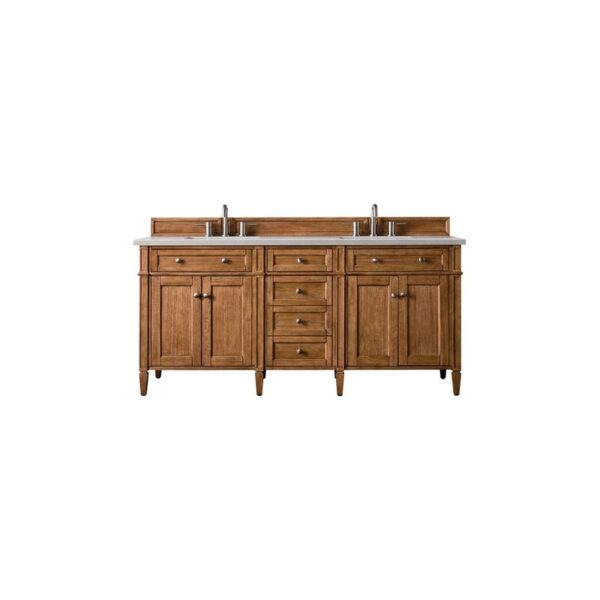 James Martin 650-V72-SBR-3ESR Brittany 72 Inch Saddle Brown Double Vanity with 3 CM Eternal Serena Quartz Top