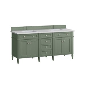 James Martin 650-V72-SC-3AF Brittany 72 Inch Smokey Celadon Double Sink Vanity with 3 cm Arctic Fall Top