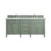 James Martin 650-V72-SC-3ENC Brittany 72 Inch Smokey Celadon Double Sink Vanity with 3 cm Ethereal Noctis Top