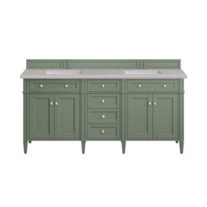 James Martin 650-V72-SC-3ESR Brittany 72 Inch Smokey Celadon Double Sink Vanity with 3 cm Eternal Serena Top