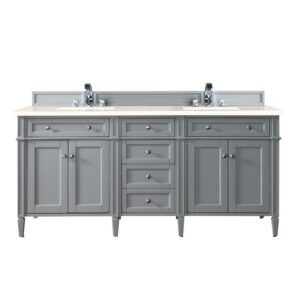 James Martin 650-V72-UGR-3EMR Brittany 72 Inch Urban Gray Double Vanity with 3 CM Eternal Marfil Quartz Top