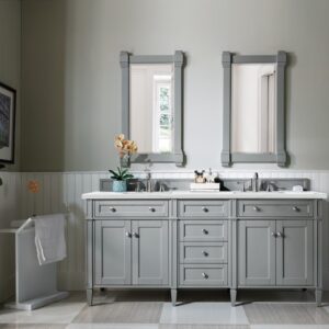 James Martin 650-V72-UGR-3ENC Brittany 72 Inch Double Vanity Cabinet with Ethereal Noctis Quartz Top - Urban Gray