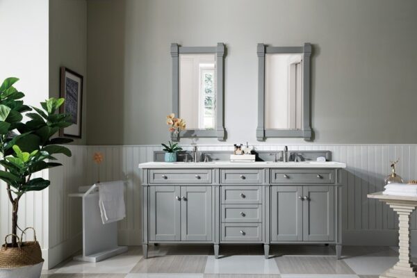 James Martin 650-V72-UGR-3ENC Brittany 72 Inch Double Vanity Cabinet with Ethereal Noctis Quartz Top - Urban Gray