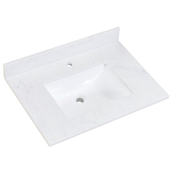 Altair 65031-CTP-AW Salerno 31 Inch Stone effects Vanity Top in Aosta White with White Sink