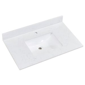 Altair 65037-CTP-AW Salerno 37 Inch Stone effects Vanity Top in Aosta White with White Sink