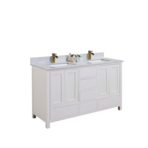 Altair 65061-CTP-AW Salerno 60 Inch Stone effects Vanity Top in Aosta White with White Sink