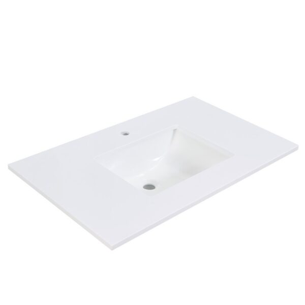 Altair 66037-CTP-SW Viterbo 37 Inch Stone effects Vanity Top in Snow White with White Sink