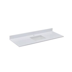 Altair 66061S-CTP-SW Viterbo 61 Inch Stone effects Vanity Top in Milano White with White Sink