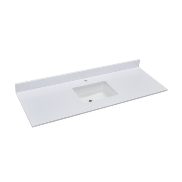 Altair 66061S-CTP-SW Viterbo 61 Inch Stone effects Vanity Top in Milano White with White Sink