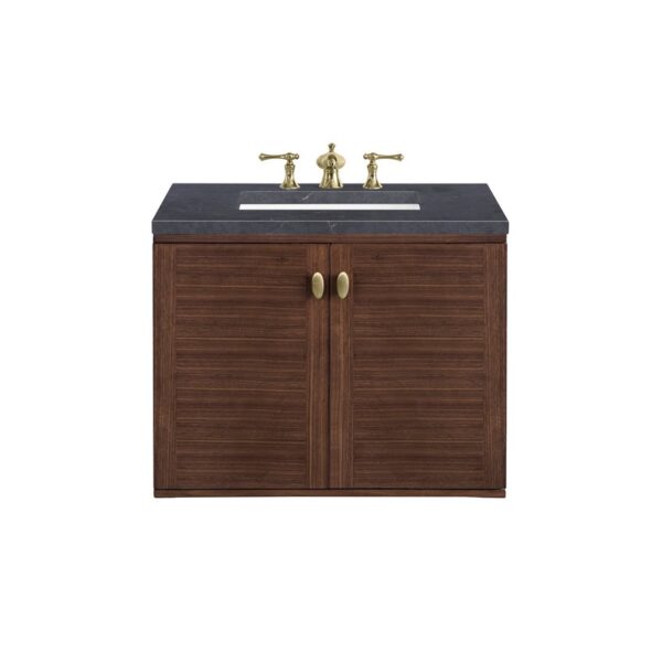 James Martin 670-V30-WLT-3CSP Amberly 30 Inch Mid-Century Walnut Single Sink Vanity with 3 cm Charcoal Soapstone Top